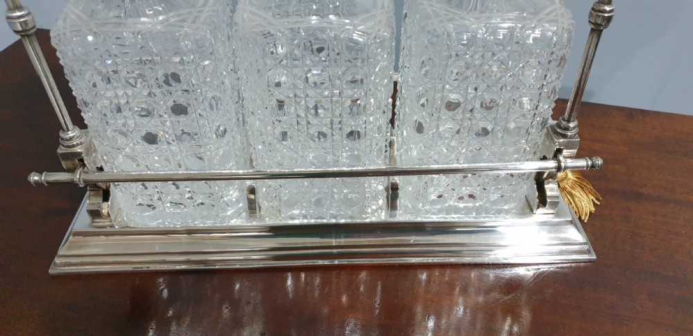 Super Three Bottle Silver Plate Tantalus View IV