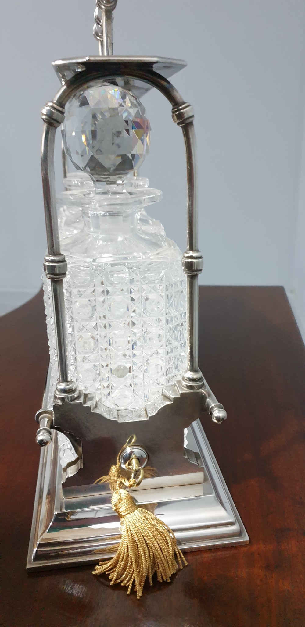Super Three Bottle Silver Plate Tantalus View VI