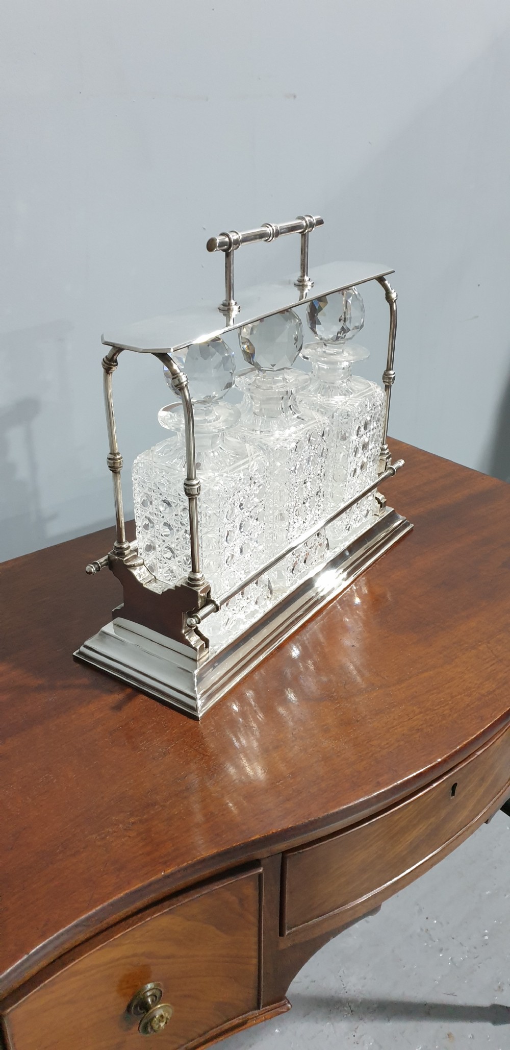 Super Three Bottle Silver Plate Tantalus View VII