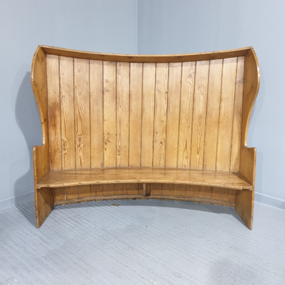 Large Bowed Pine Tavern Settle