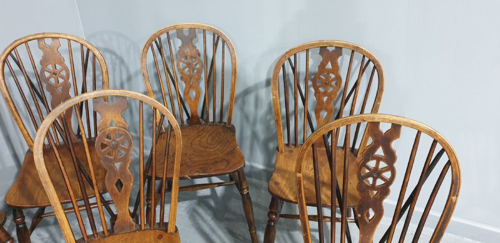 Harlequin Set Eight Ash and Elm Kitchen Dining Chairs View II