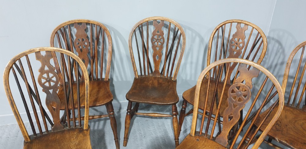 Harlequin Set Eight Ash and Elm Kitchen Dining Chairs View III