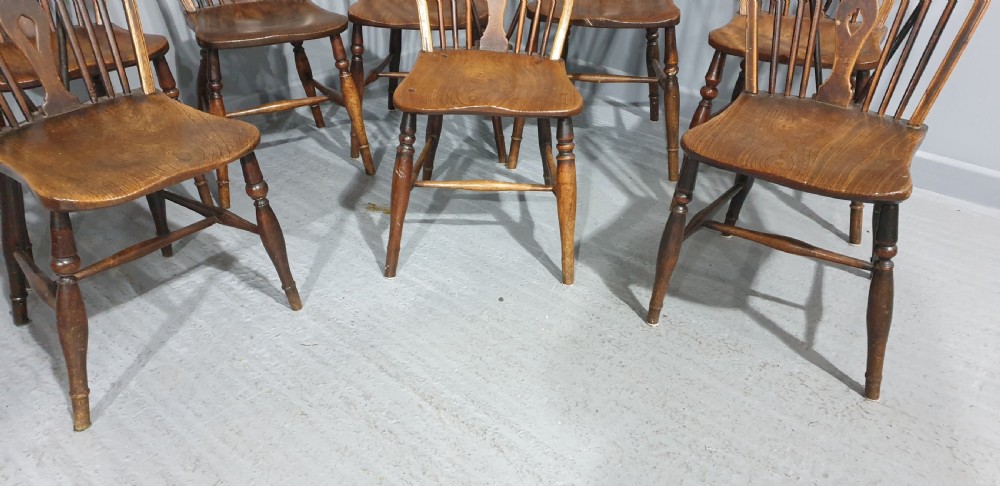 Harlequin Set Eight Ash and Elm Kitchen Dining Chairs View IV