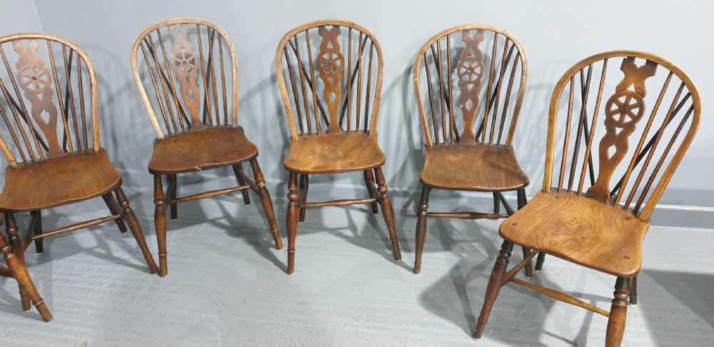 Harlequin Set Eight Ash and Elm Kitchen Dining Chairs View V