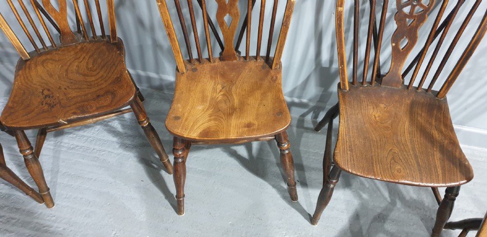 Harlequin Set Eight Ash and Elm Kitchen Dining Chairs View VII