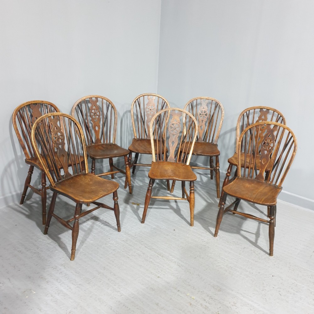 Harlequin Set Eight Ash and Elm Kitchen Dining Chairs