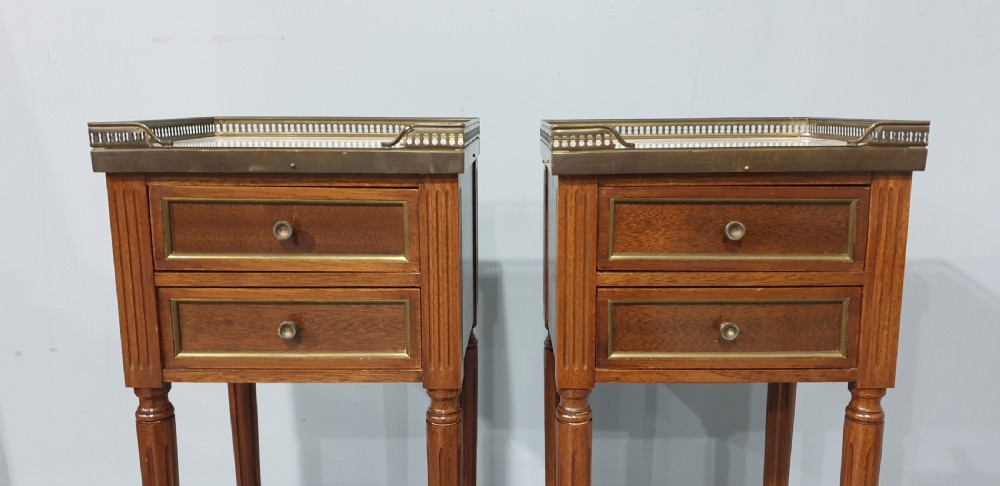 Pair French Empire Mahogany Bedside Lamp  Chests of Drawers View II