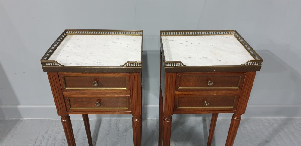Pair French Empire Mahogany Bedside Lamp  Chests of Drawers View IV