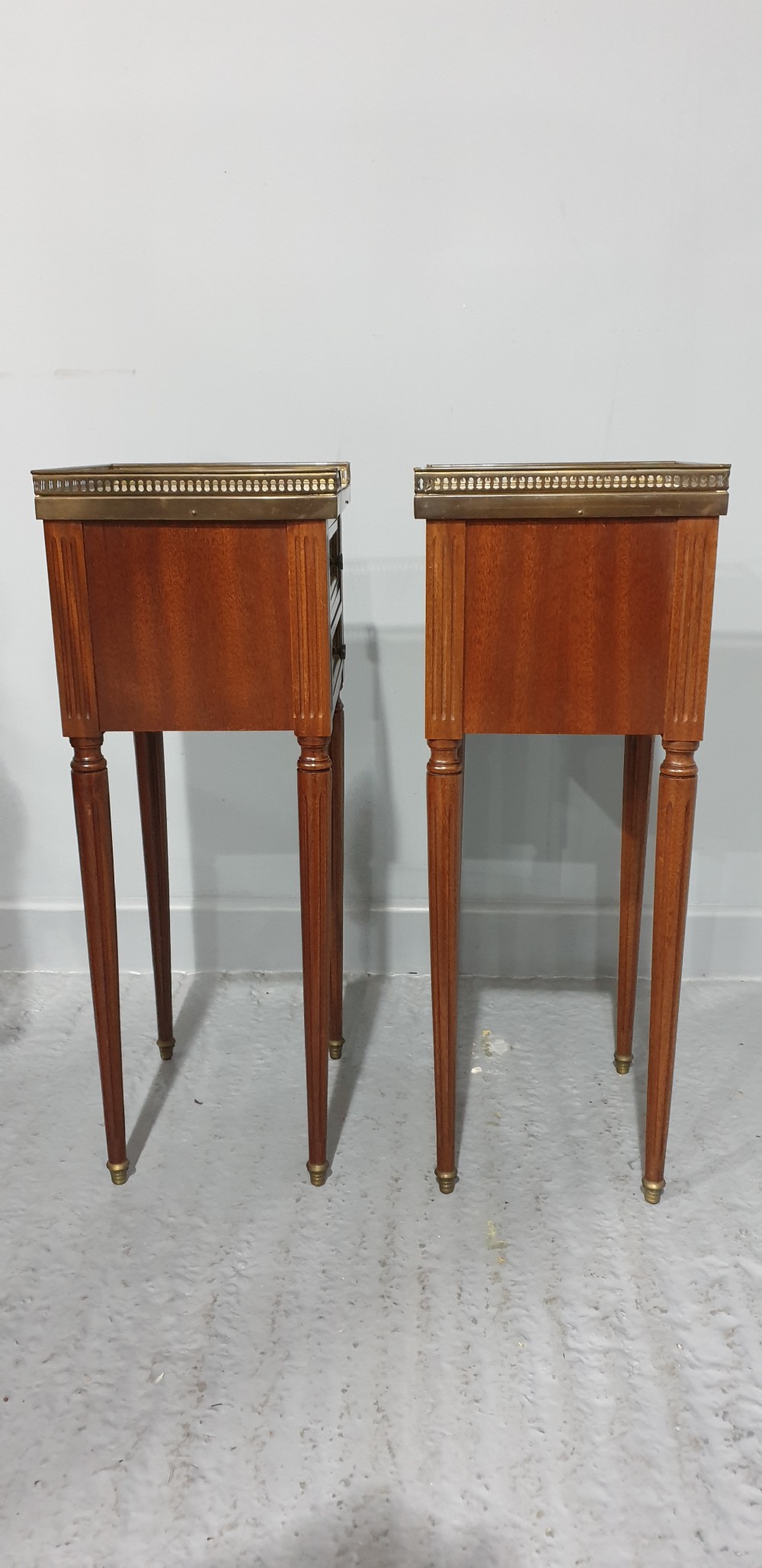 Pair French Empire Mahogany Bedside Lamp  Chests of Drawers View V