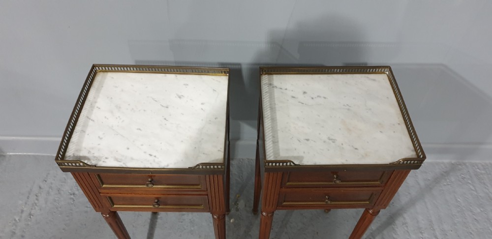 Pair French Empire Mahogany Bedside Lamp  Chests of Drawers View VII