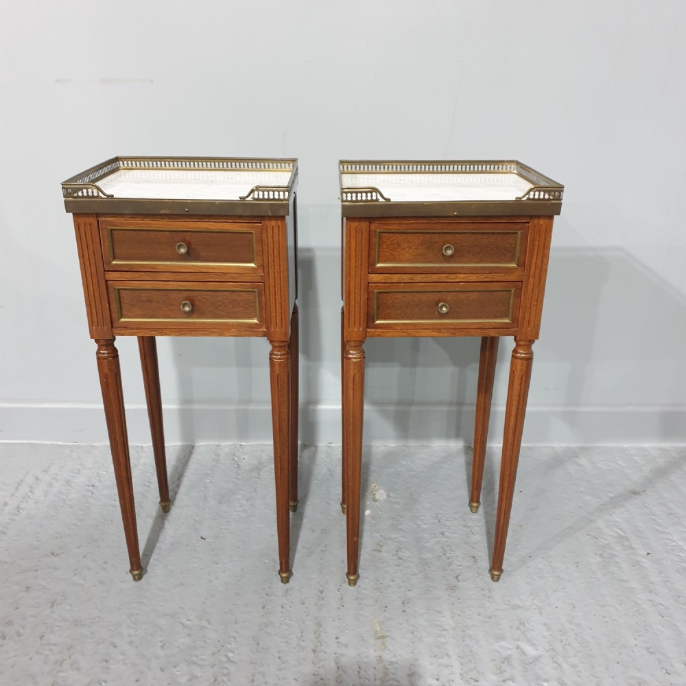 Pair French Empire Mahogany Bedside Lamp  Chests of Drawers