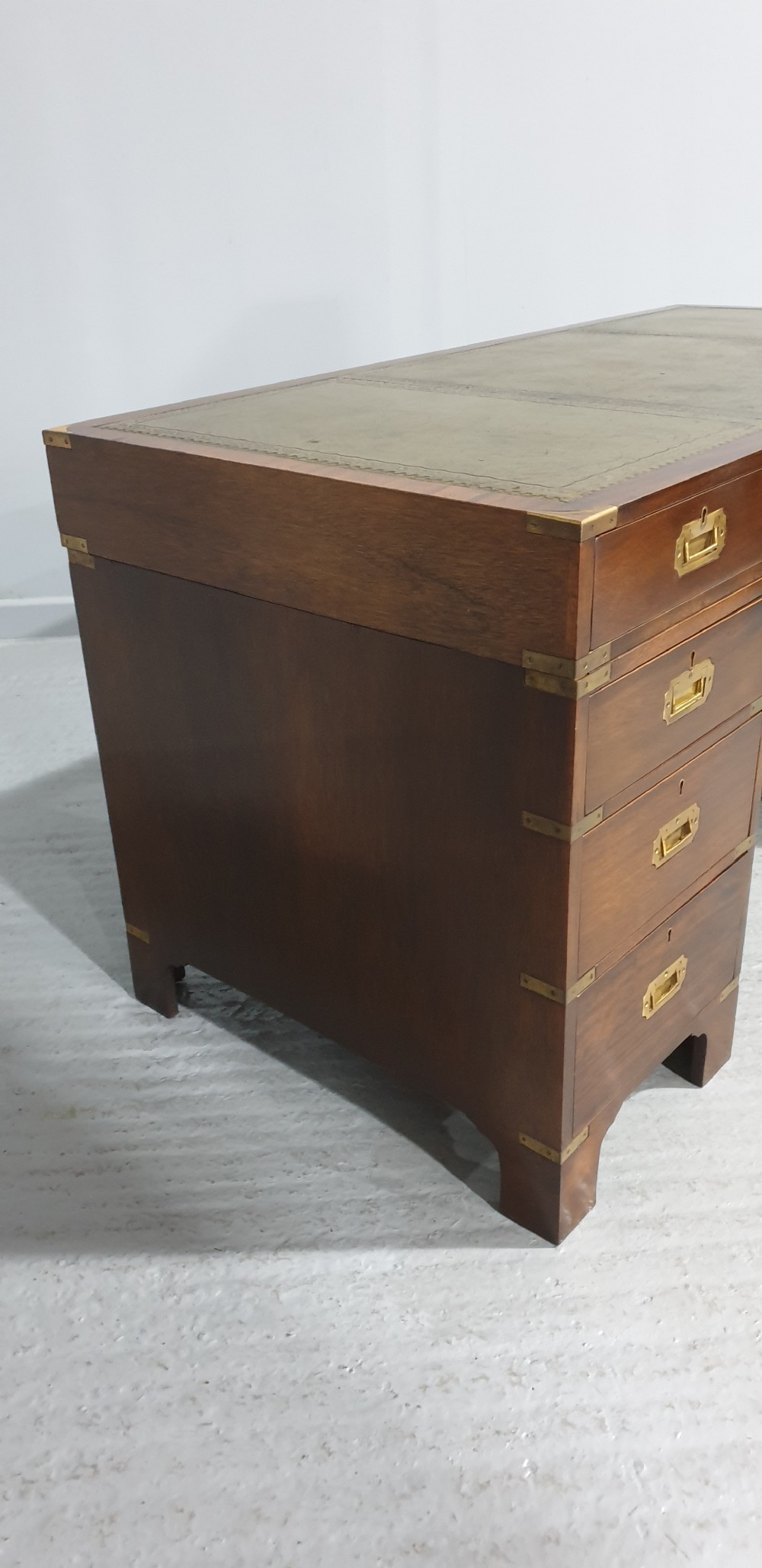 Very Good Mahogany Campaign Pedestal Desk View V