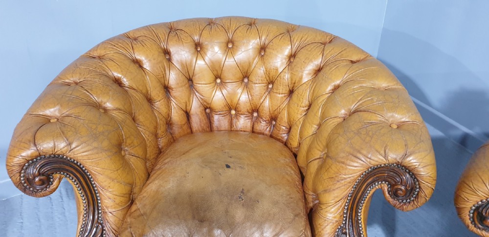 Outstanding Pair Leather Armchairs View V