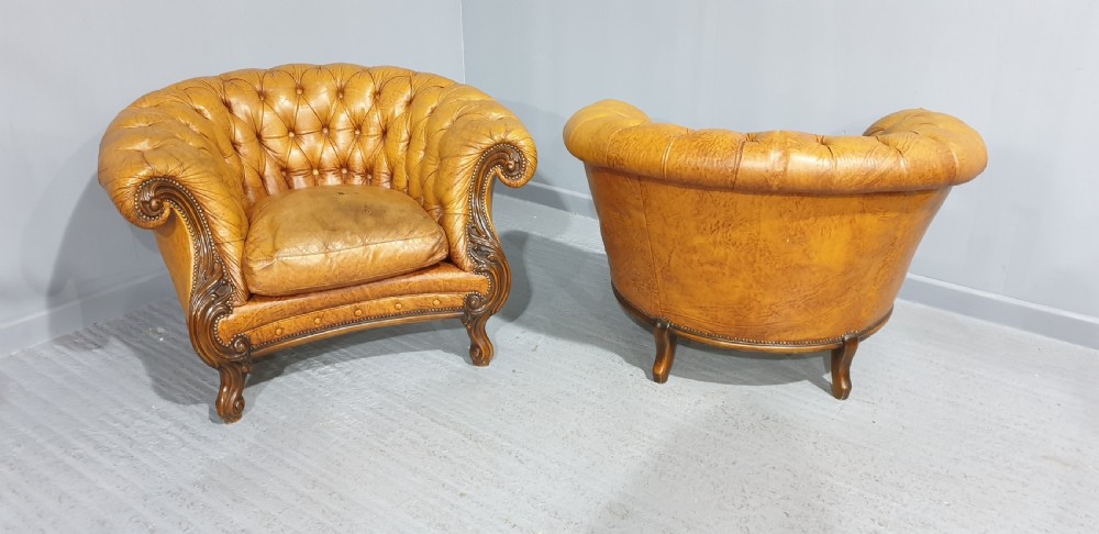 Outstanding Pair Leather Armchairs View X