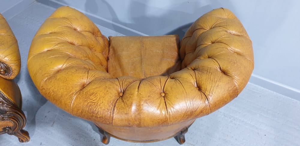 Outstanding Pair Leather Armchairs View XI