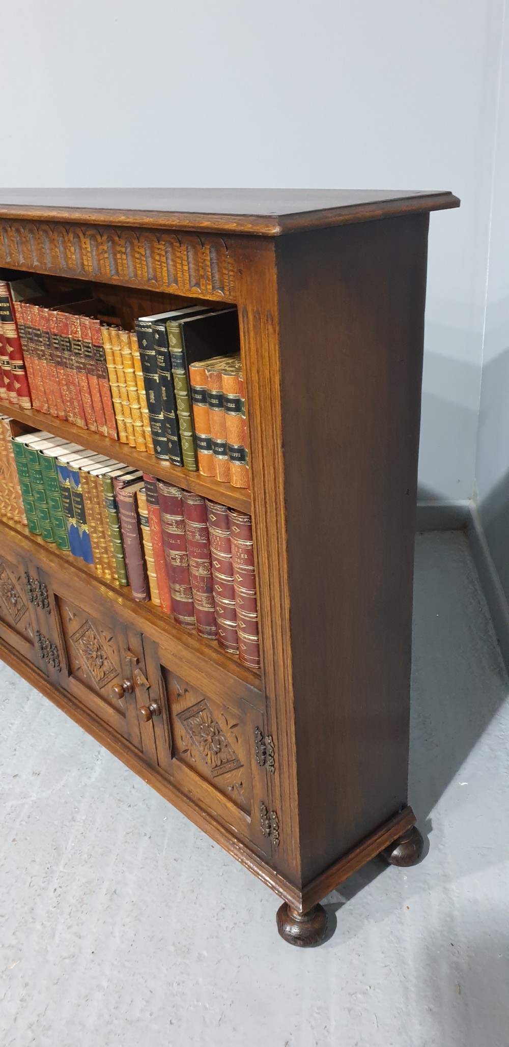 Oak Open Low Bookcase View V