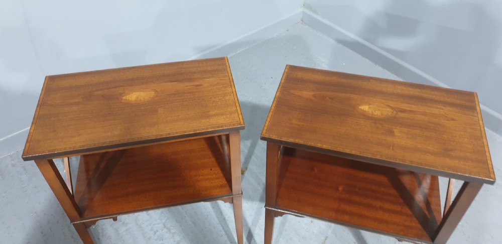 Pair Mahogany Bedside Lamp Tables View III