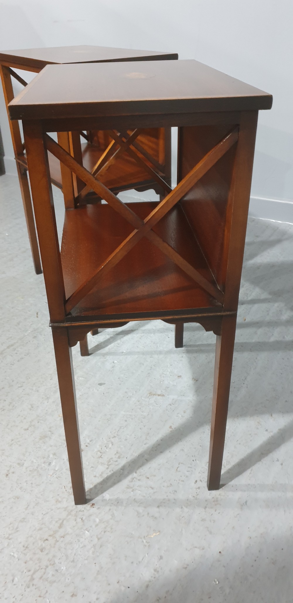 Pair Mahogany Bedside Lamp Tables View V