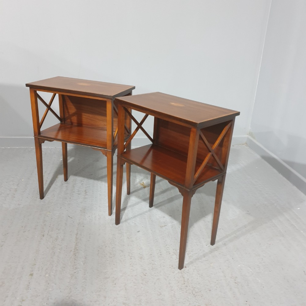 Pair Mahogany Bedside Lamp Tables