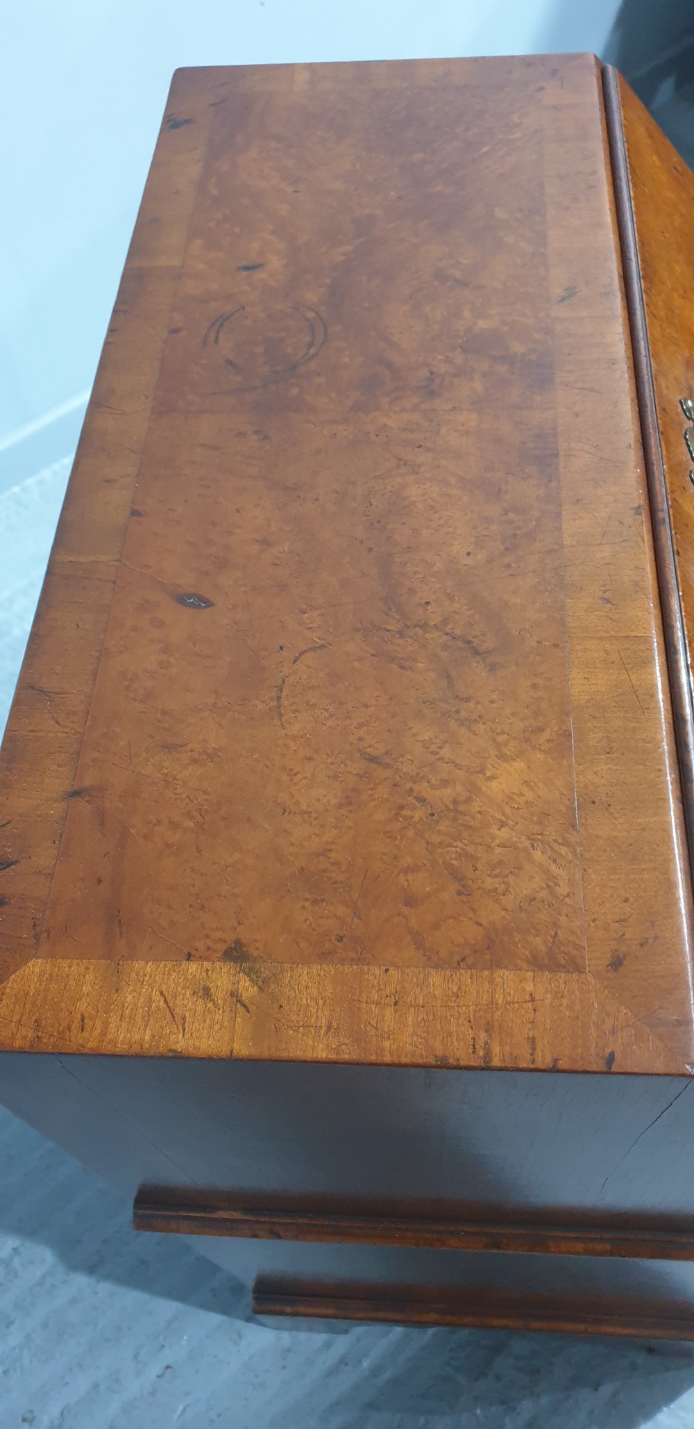 Super Burr Walnut Queen Anne Bureau View VII