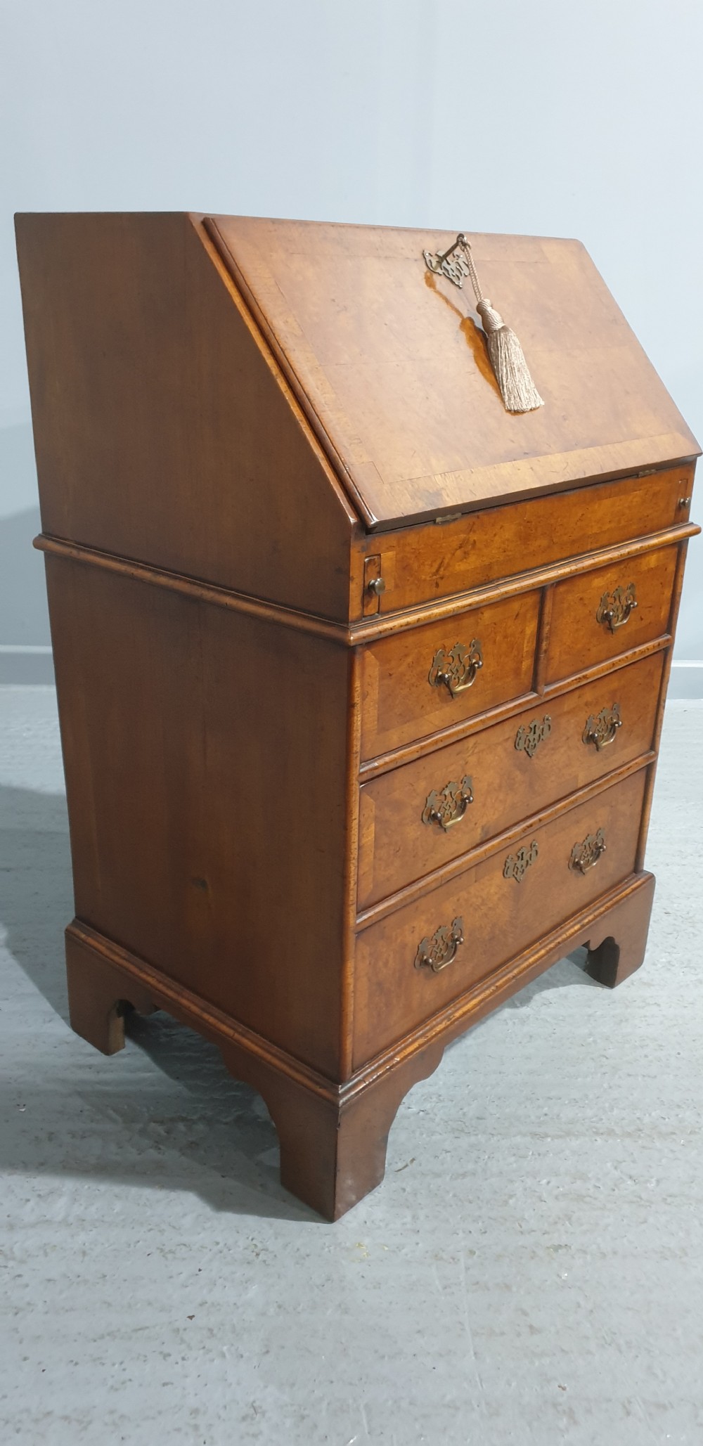 Super Burr Walnut Queen Anne Bureau View VIII