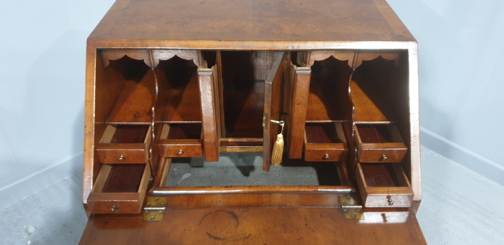 Super Burr Walnut Queen Anne Bureau View XIV
