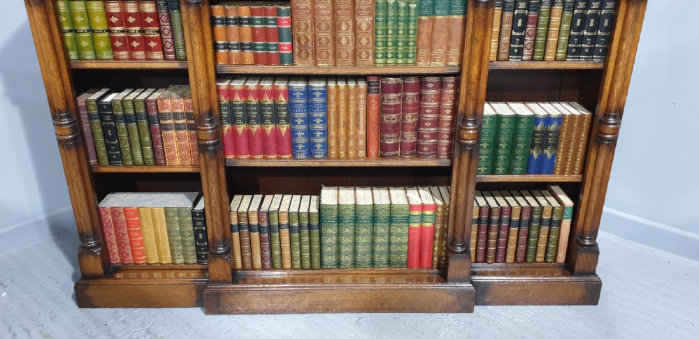 Outstanding Oak Breakfront Open Adjustable Bookcase View III