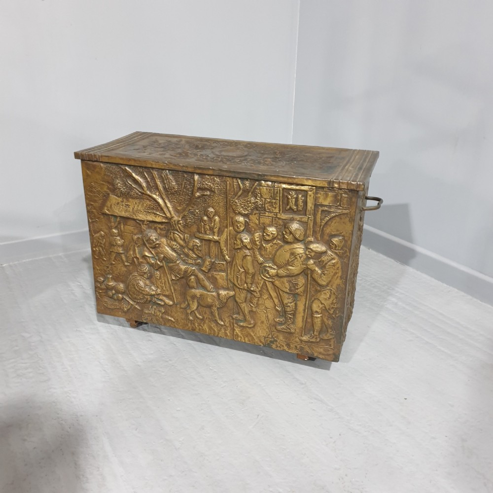 Large Brass Log Bin