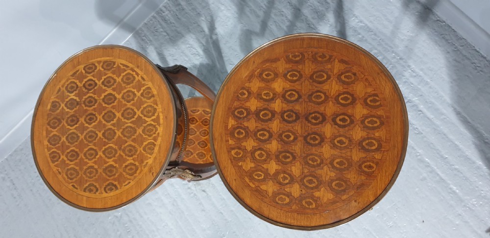 Super Pair French Round Parquetry Lamp Table View II