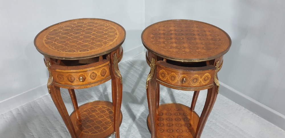 Super Pair French Round Parquetry Lamp Table View III