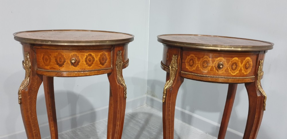 Super Pair French Round Parquetry Lamp Table View IV