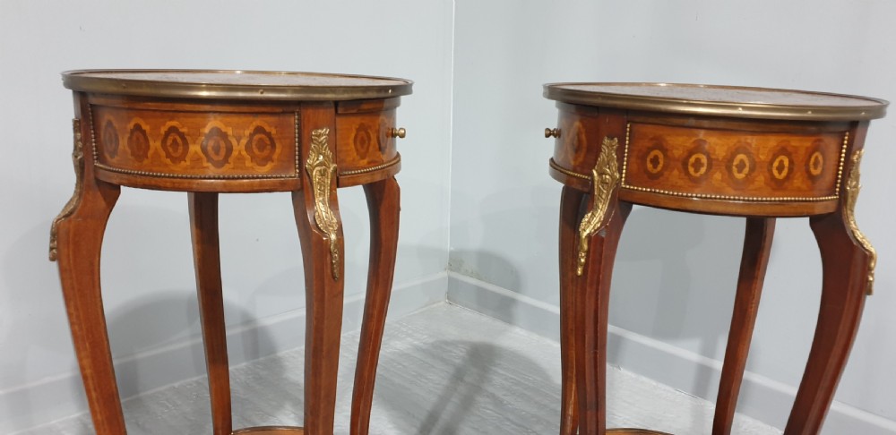 Super Pair French Round Parquetry Lamp Table View VII