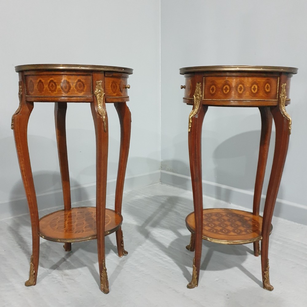 Super Pair French Round Parquetry Lamp Table View IX