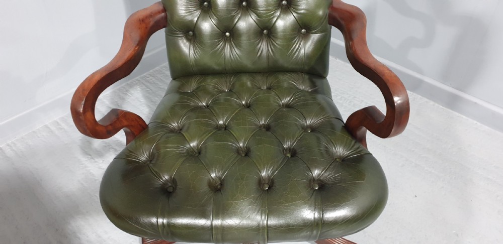 Super Green Leather Desk Chair View IV