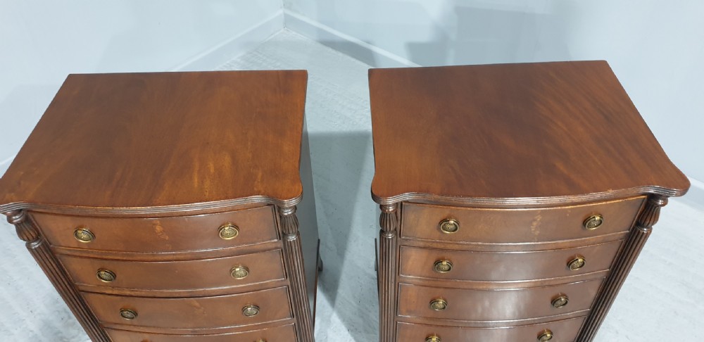Pair Mahogany Bedside Lamp Chests of Drawers View IV
