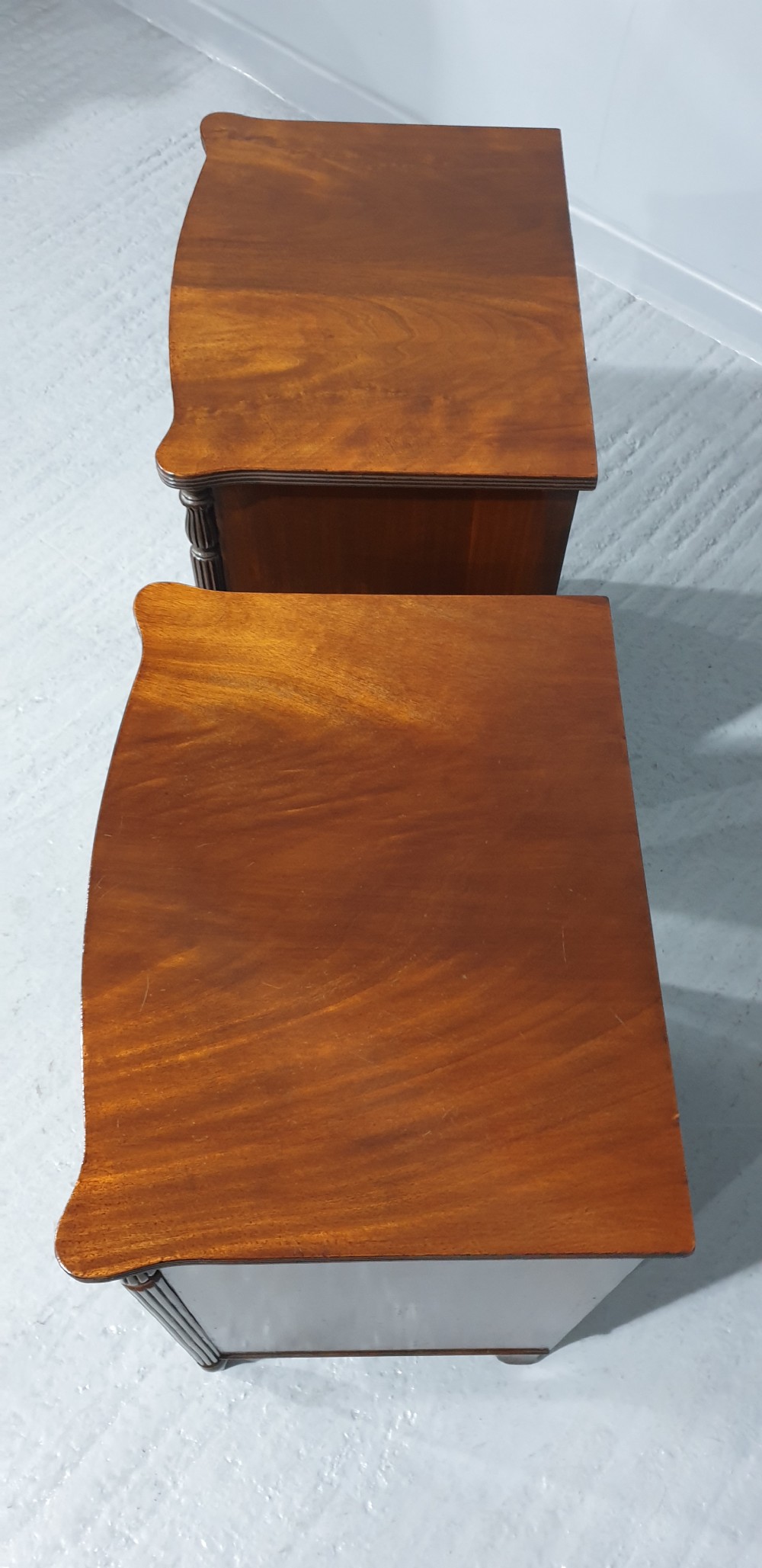 Pair Mahogany Bedside Lamp Chests of Drawers View V