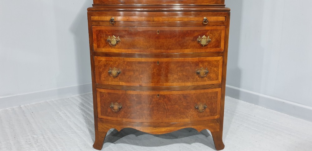 Burr Walnut Chest on Chest of Six Drawers View V