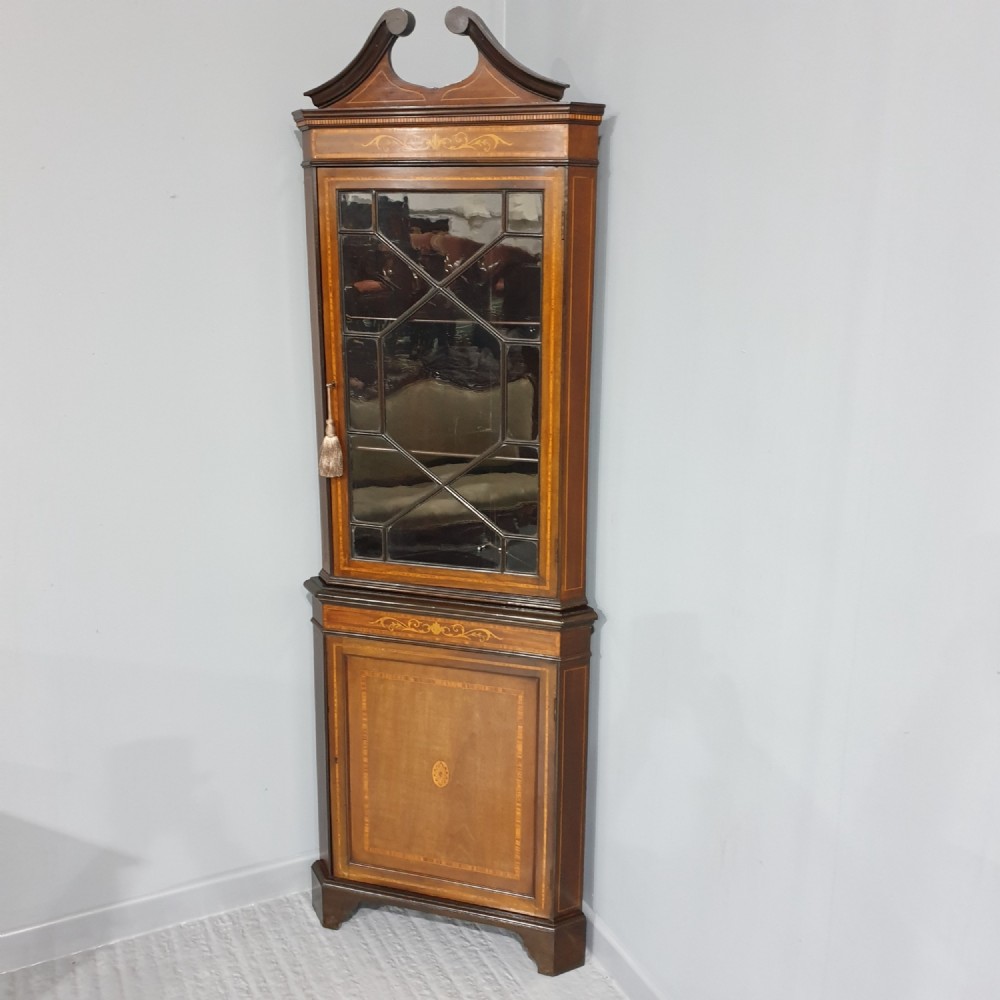 Inlaid Mahogany Corner Cabinet