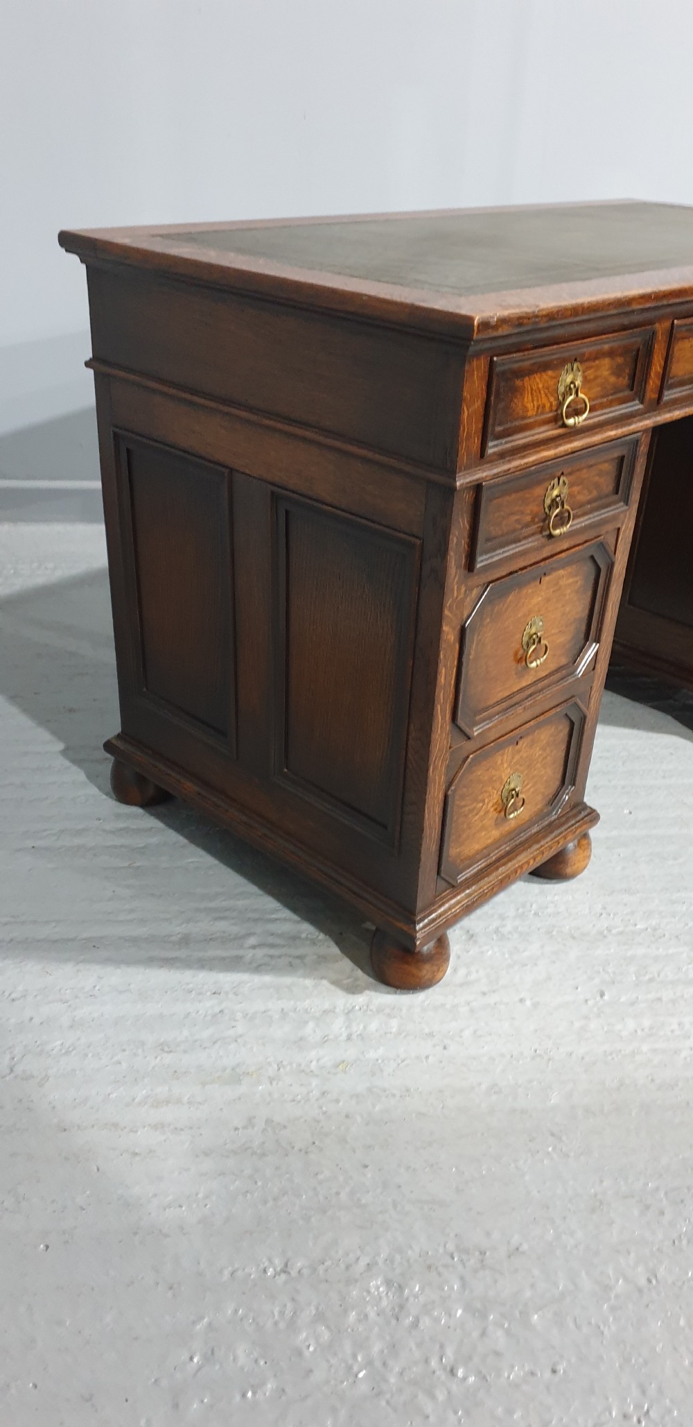 Superb Oak Pedestal Desk View IV