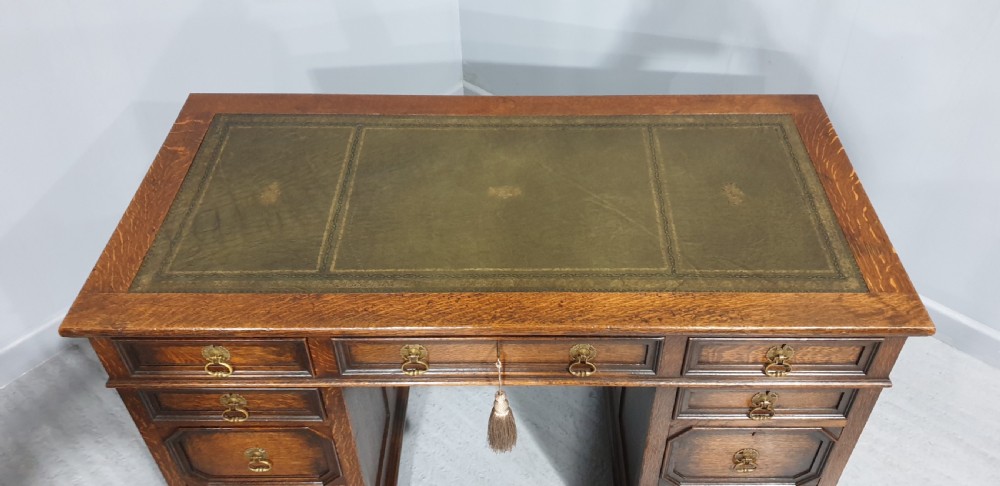 Superb Oak Pedestal Desk View VI