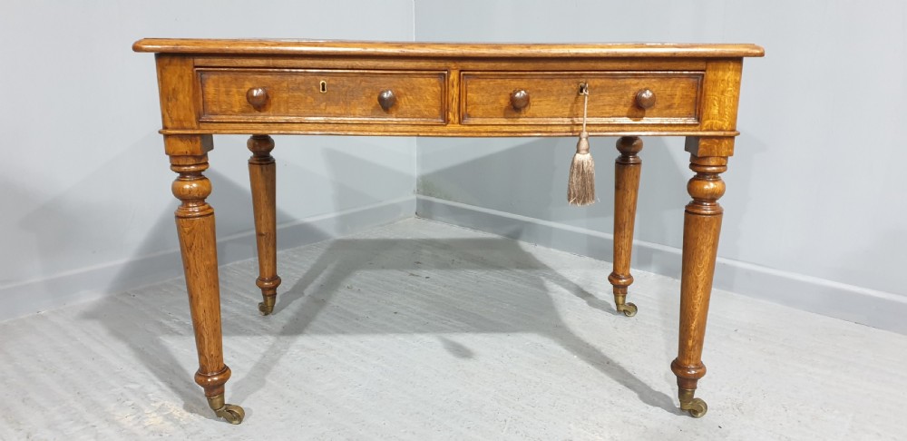 Victorian Golden Oak Writing Desk View II