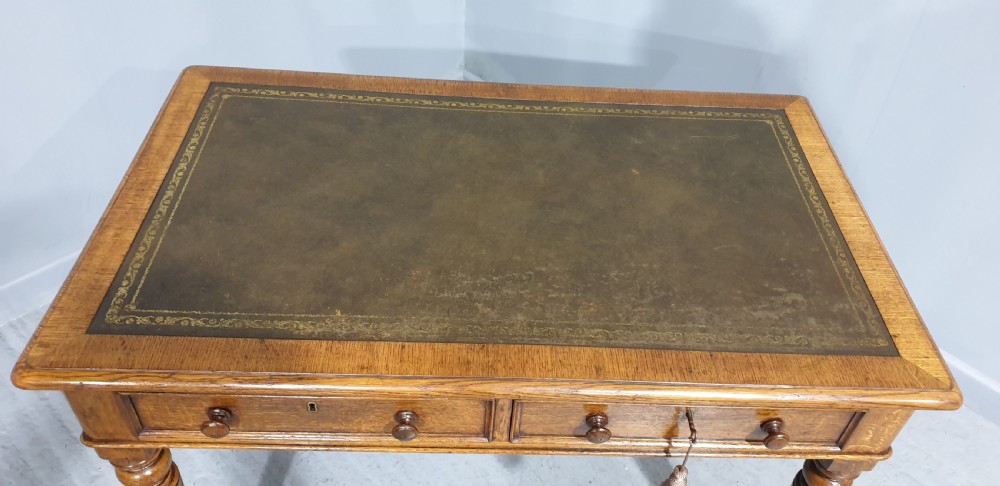 Victorian Golden Oak Writing Desk View VIII