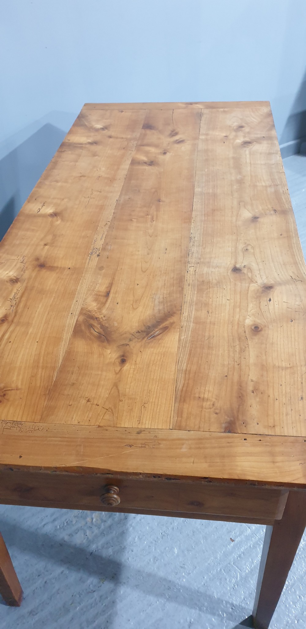 Large French Cherry Farmhouse Kitchen Table View V