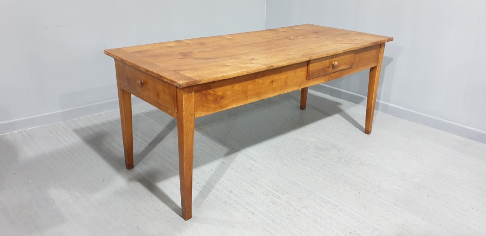 Large French Cherry Farmhouse Kitchen Table View XI