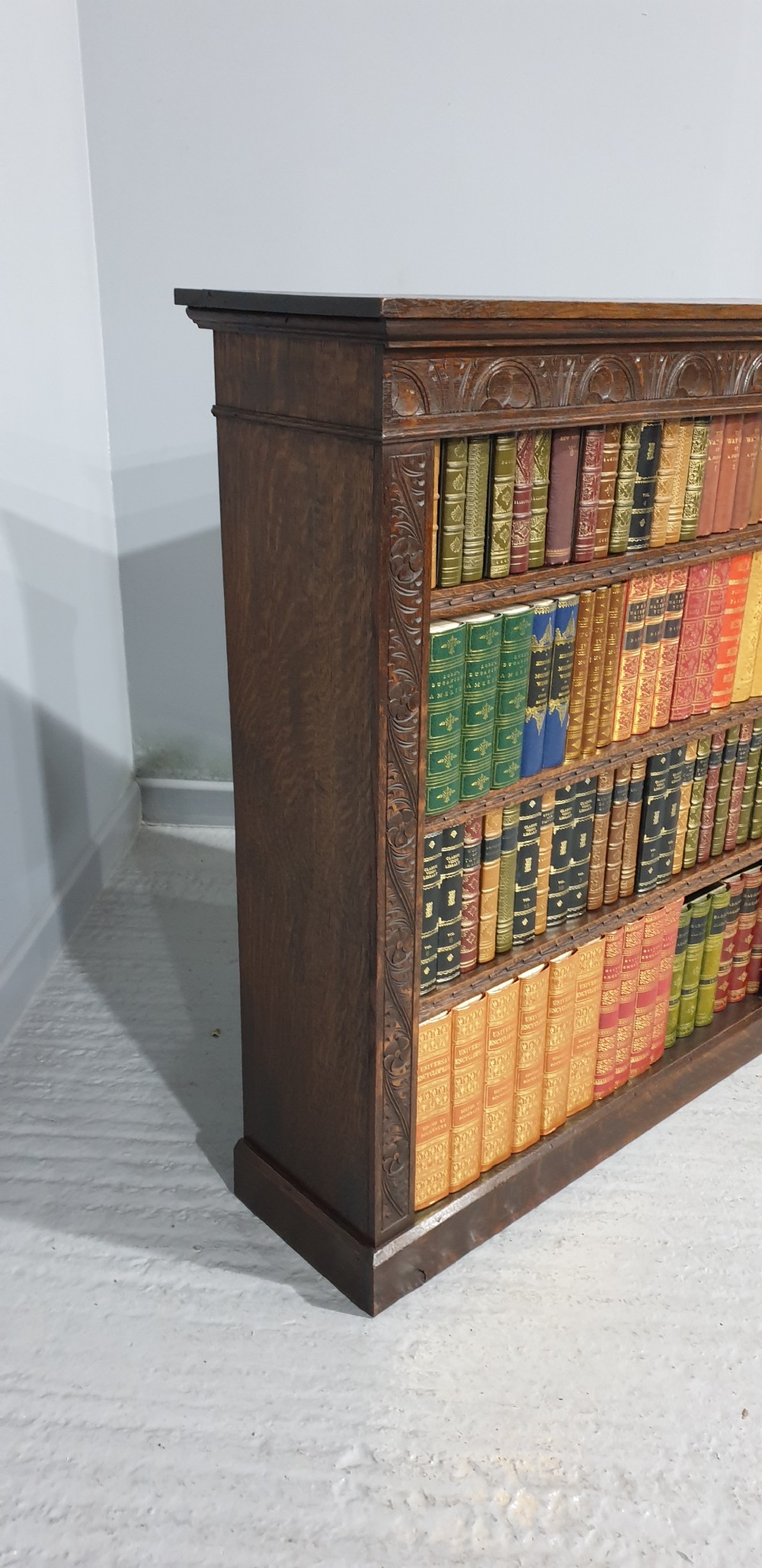 Good Carved Oak Open Adjustable Bookcase View V