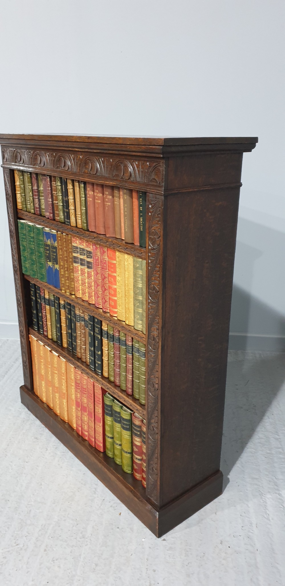 Good Carved Oak Open Adjustable Bookcase View VI