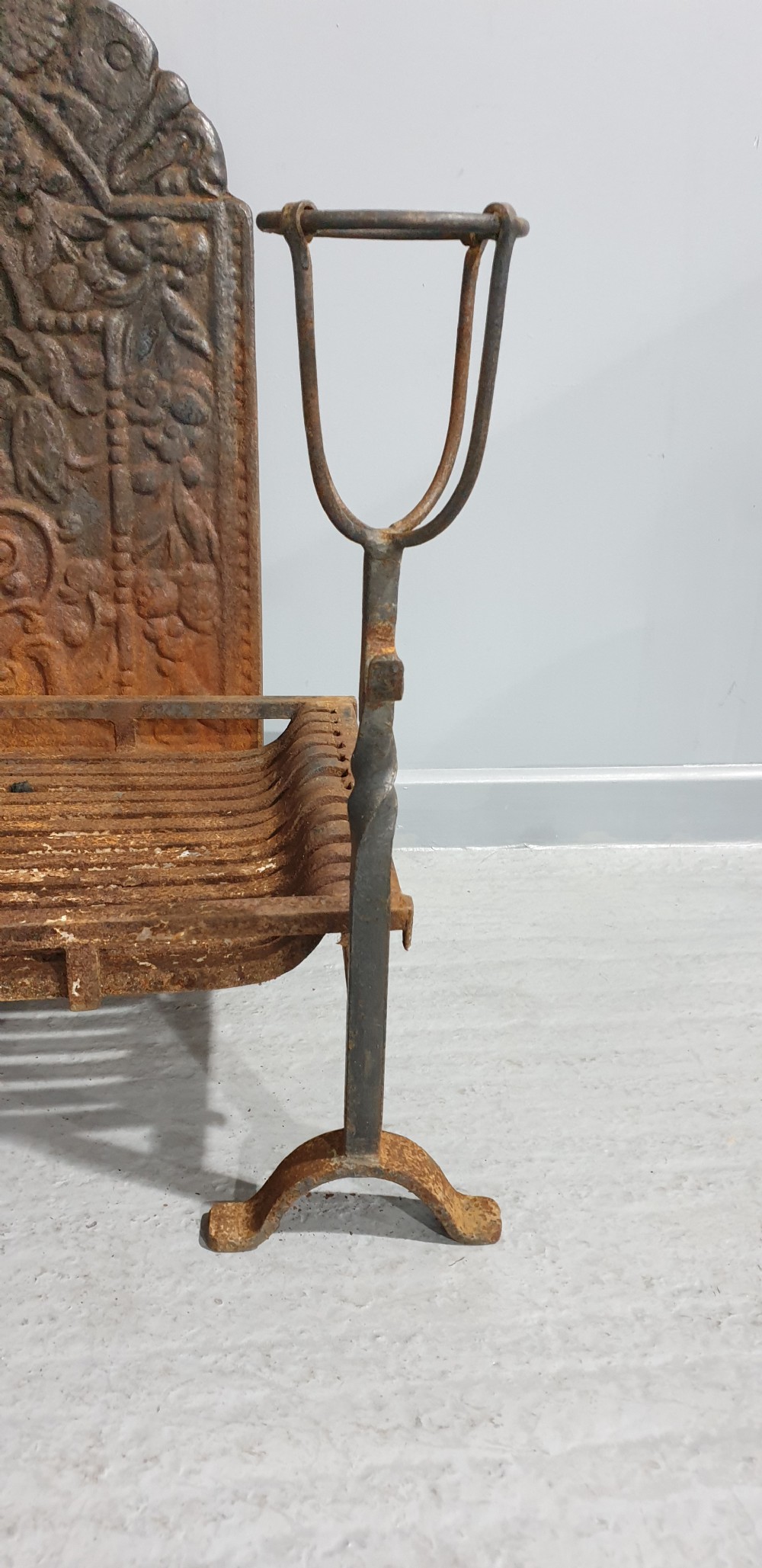 Antique Cast Iron Grate with Fire Back View II