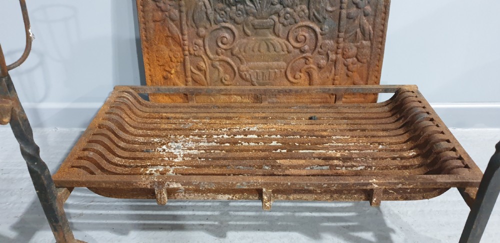 Antique Cast Iron Grate with Fire Back View III