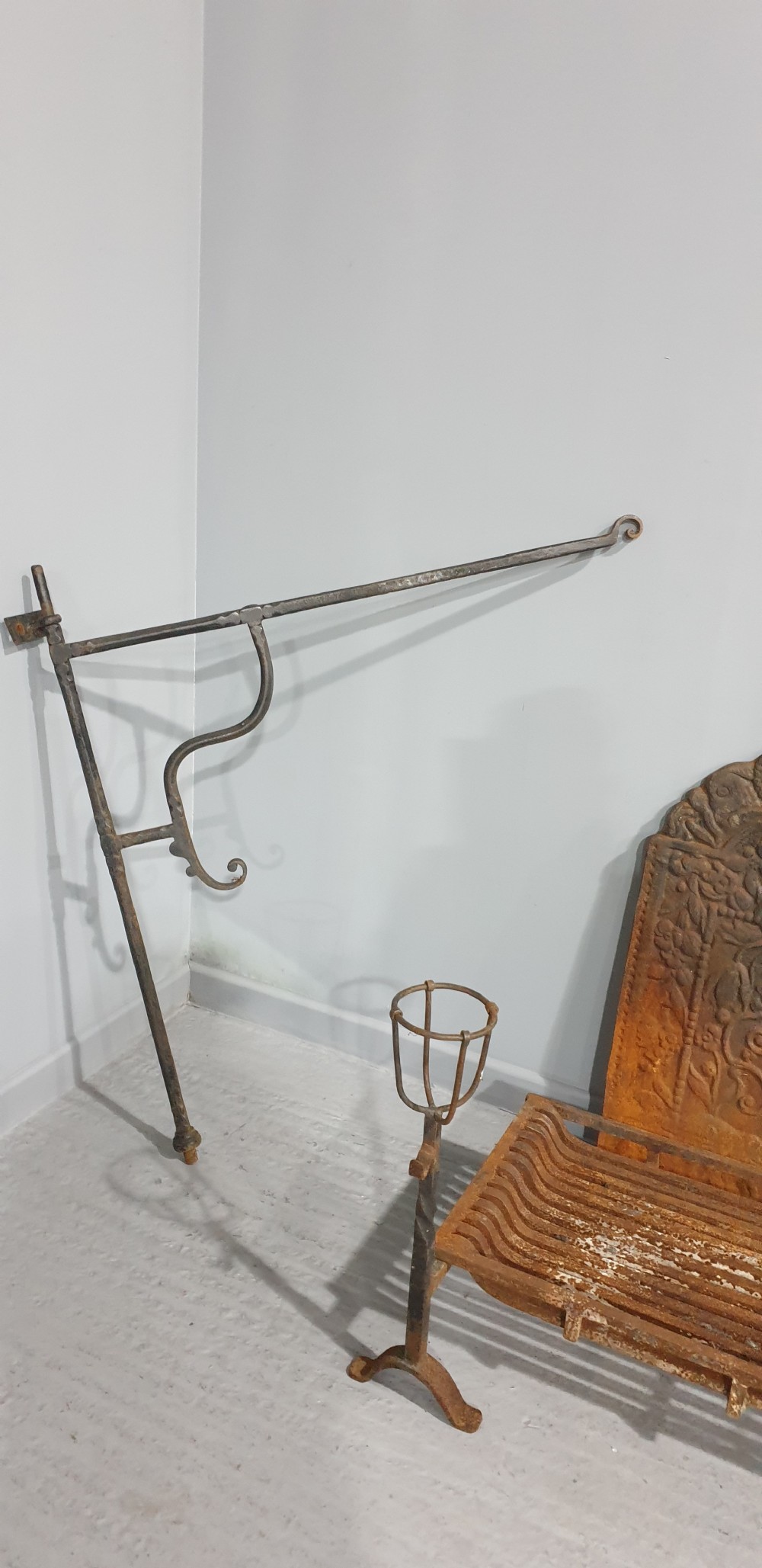 Antique Cast Iron Grate with Fire Back View VII