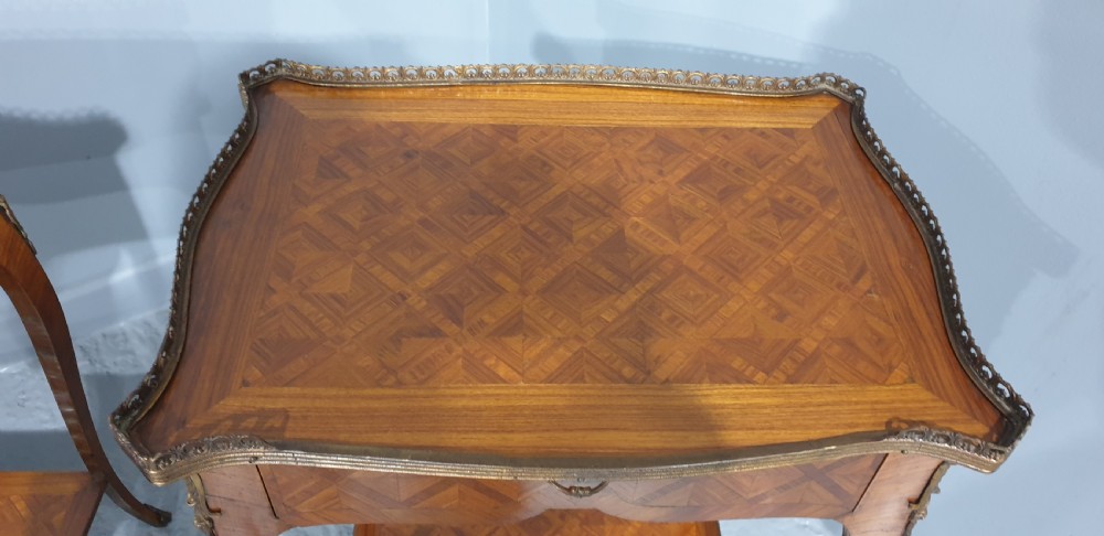 Pair French Parquetry Lamp Side Tables View VI